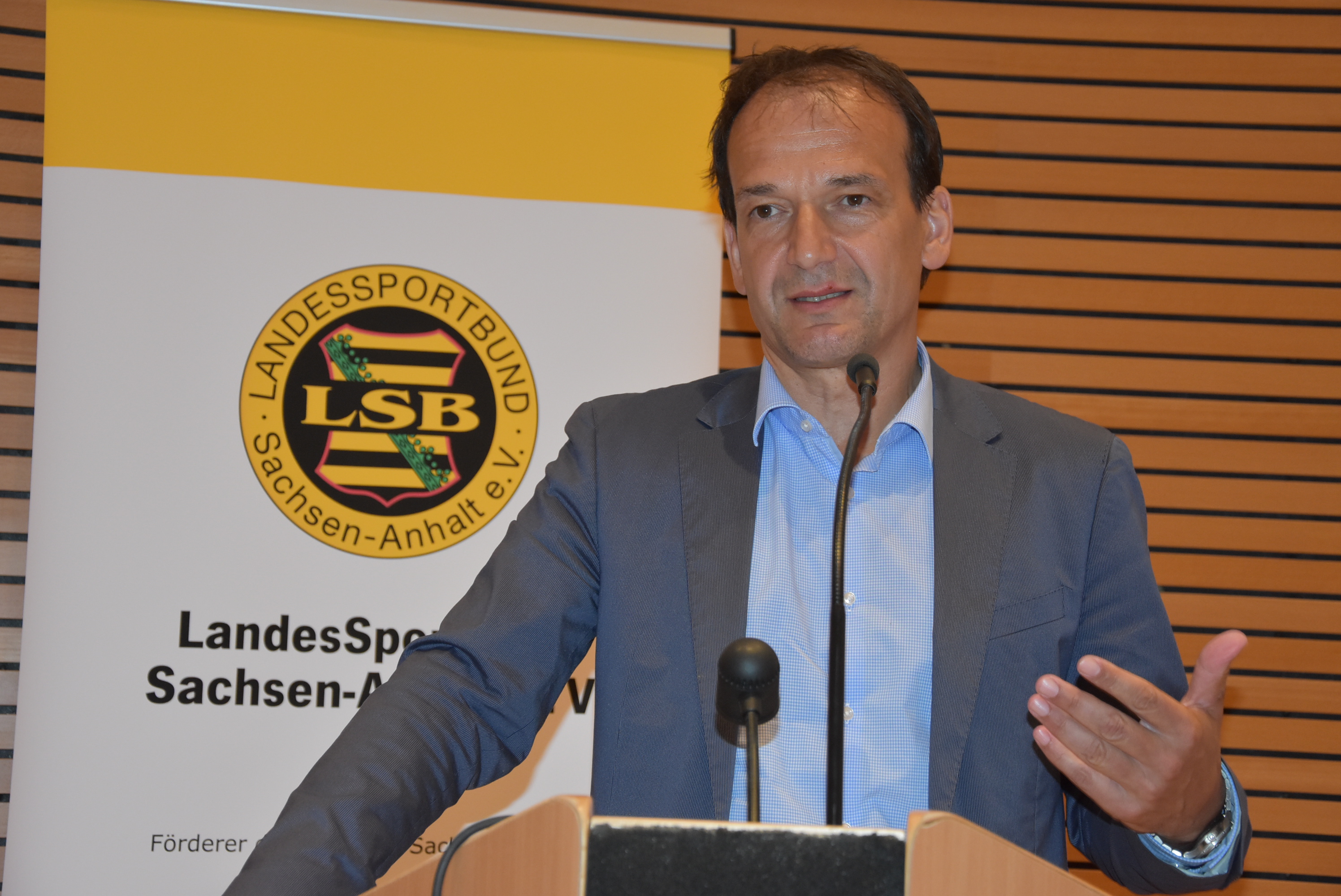 LSB-Präsident Andreas Silbersack warb vor den Mitgliedern des Hauptausschusses erfolgreich für das Leistungssportkonzept 2017-2021.