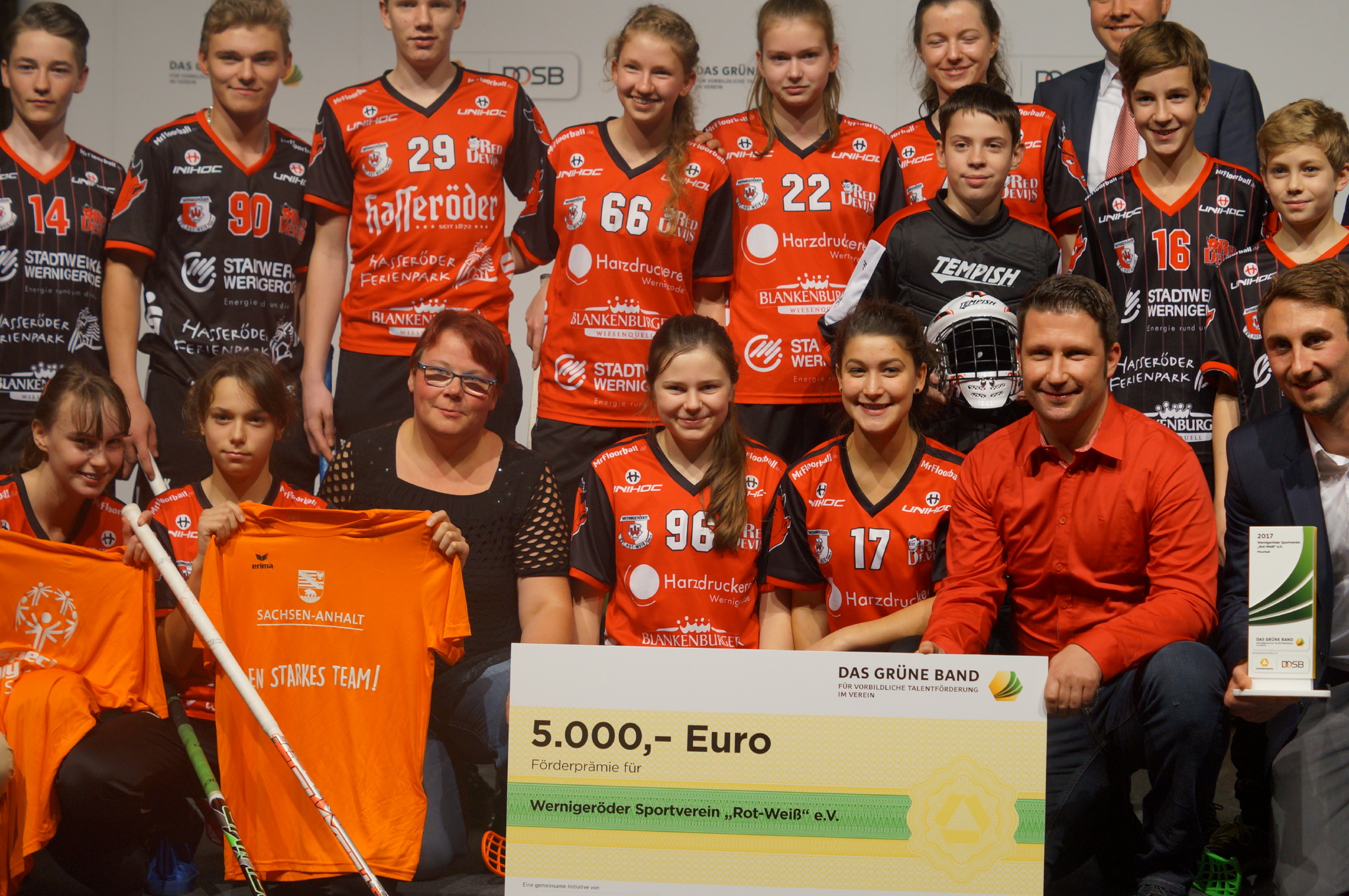 Im letzten jaher erhielten die Floorballer des Wernigeröder SV das "Grüne Band" für vorbildliche Talentförderung.