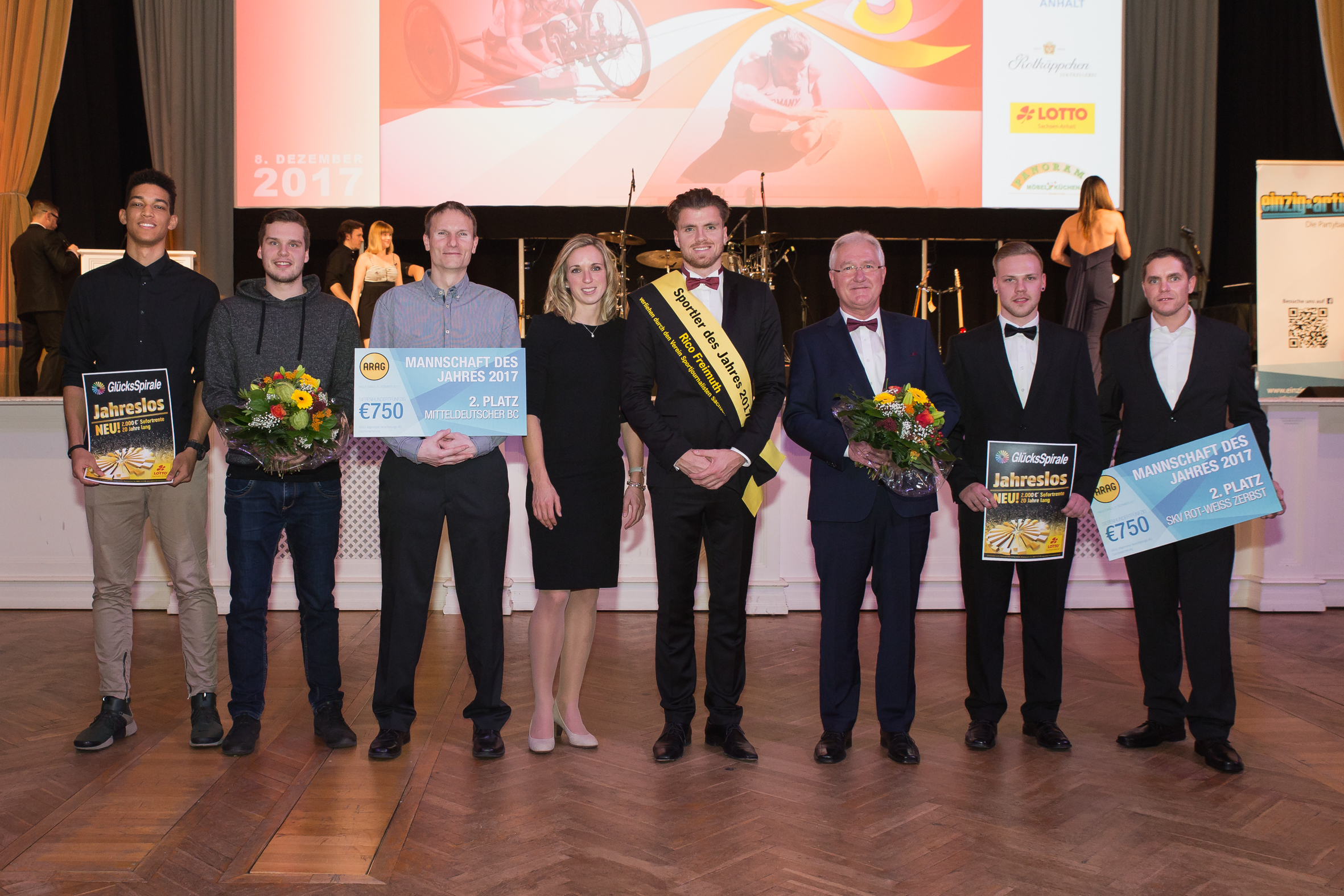 Die Sieger und Platzierten der Sportlerumfrage 2017 des Vereins Sportjournalisten Sachsen-Anhalt. (Foto: Julia Fenske)