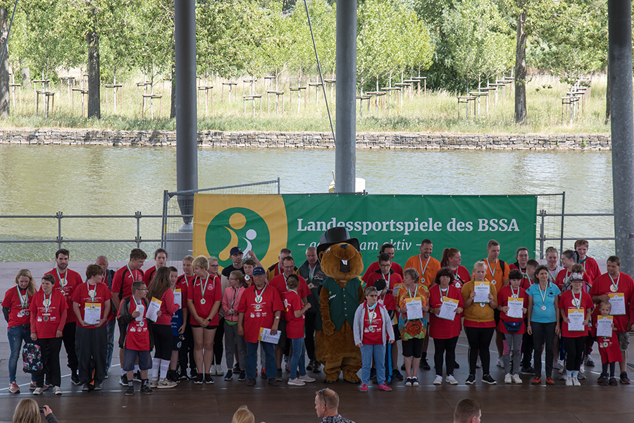  Die Medaillengewinner der 31. Landessportspiele des BSSA – gemeinsam aktiv, am 9. Juli 2022 im Magdeburger Elbauenpark.