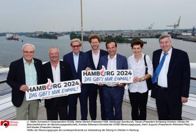 Die Mitglieder der Steuerungsgruppe zur Vorbereitung der Konferenz der Landessportbünde zu Gast in Hamburg.