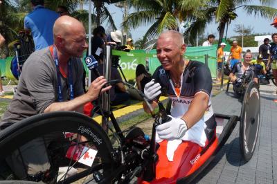 Andrea Eskau im Interview mit Frank Stuckatz (MDR) nach dem silbernen Rio-Einzelzeitfahren. (Foto: Andrea Holz)