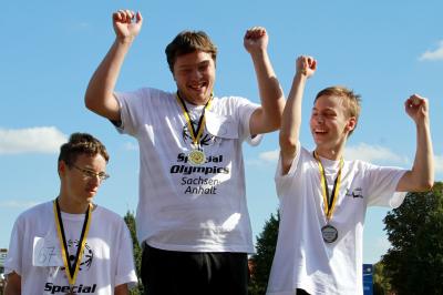 Siegerehrung bei den Special Olympics Sachsen-Anhalt.