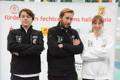 Überzeugen bei "König-Pokal": Philipp Ahlvers und Jennifer Balle mit ihrem Trainer Hannes Jetz