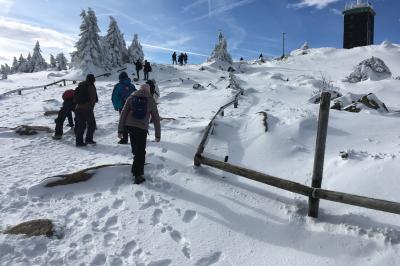 Winterlandschaft Brocken Wanderung Schnee Wintercamp