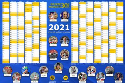 Den LSB-Wandkalender 2021 zieren goldene Momente aus 30 Jahren Sport in Sachsen-Anhalt.